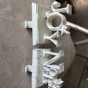 Decorative White JOY and NOEL Hooks